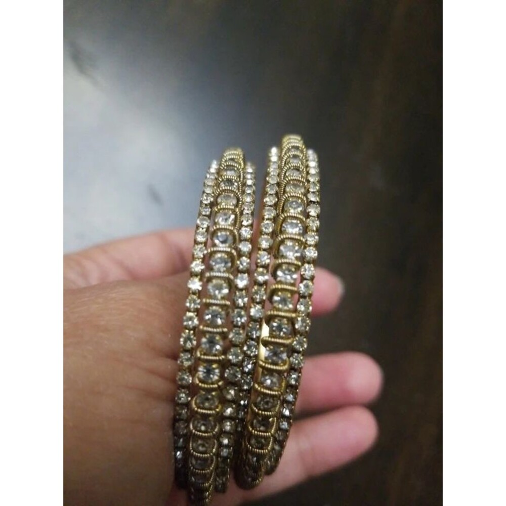 Pair of Indian bangles with rhinestones